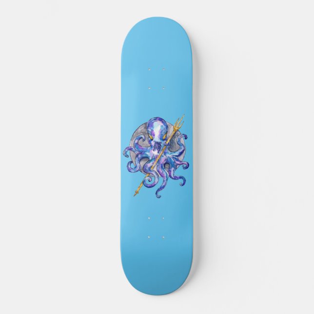 Purple Octopus with Trident Skateboard (Front)