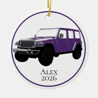 Purple Off-Road Utility Vehicle 7 slot grille Ceramic Ornament