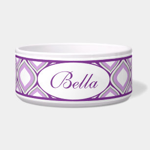 Purple Ogee Personalised Ceramic Dog Bowl