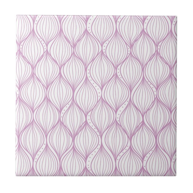 Purple ogee stripes pattern background ceramic tile (Front)