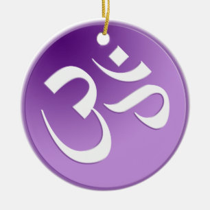 Purple Om Symbol Ceramic Ornament