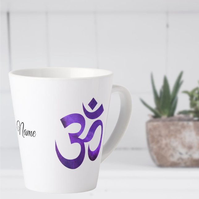 Purple Om Symbol, Name, 12oz or 17oz Latte Mug (Creator Uploaded)