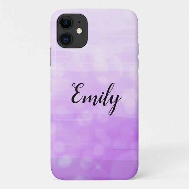 Purple Ombre Bokeh faded Pretty Name Case-Mate iPhone Case (Back)