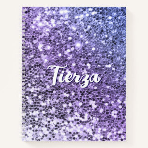 Purple Ombre Chunky Glitter Personalised Notebook