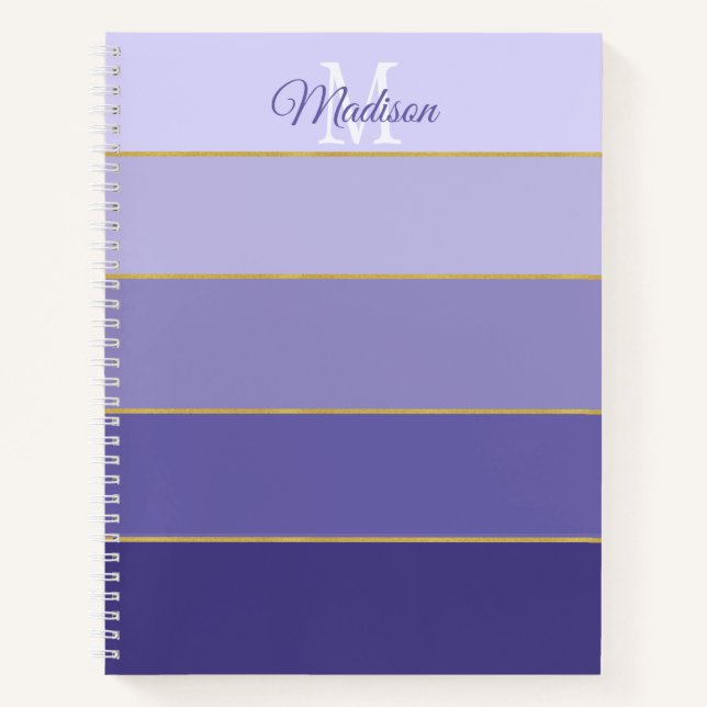 Purple Ombre Colour Blocks Personalised    Notebook (Front)