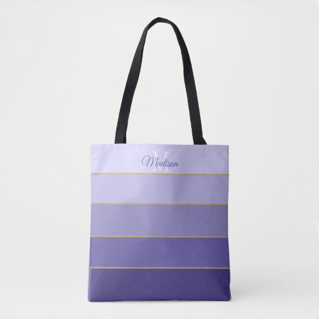 Purple Ombre Colour Blocks Personalised    Tote Bag (Front)