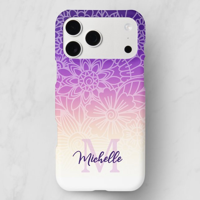 Purple Ombre Floral Monogram Name (Creator Uploaded)