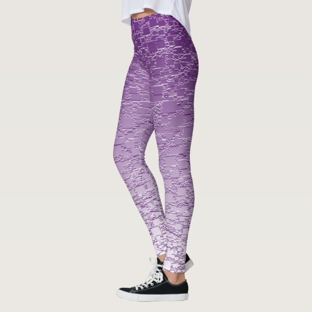 Purple Ombre Geometric Shapes Mini Tile Fade Leggings (Left)