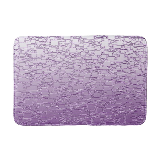 Purple Ombre Geometric Tile Abstract Design Bath Mat (Front)