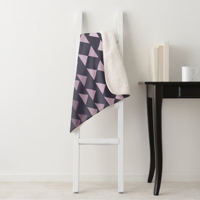 Purple Ombre Geometric Triangle Pattern Sherpa Blanket (In Situ)