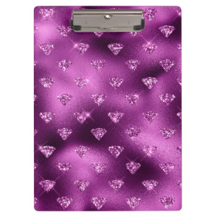 Purple Ombre Glam Glitter Diamonds Pattern Clipboard