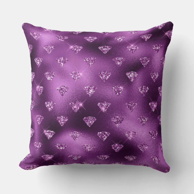 Purple Ombre Glam Glitter Diamonds Pattern Cushion (Front)