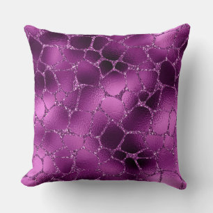 Purple Ombre Glam Glitter Giraffe Spots Pattern Cushion