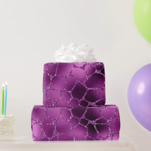 Purple Ombre Glam Glitter Giraffe Spots Wrapping Paper