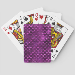 Purple Ombre Glam Glitter Hearts Pattern Playing Cards