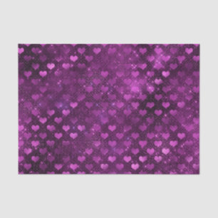 Purple Ombre Glam Glitter Hearts Pattern Tissue Paper