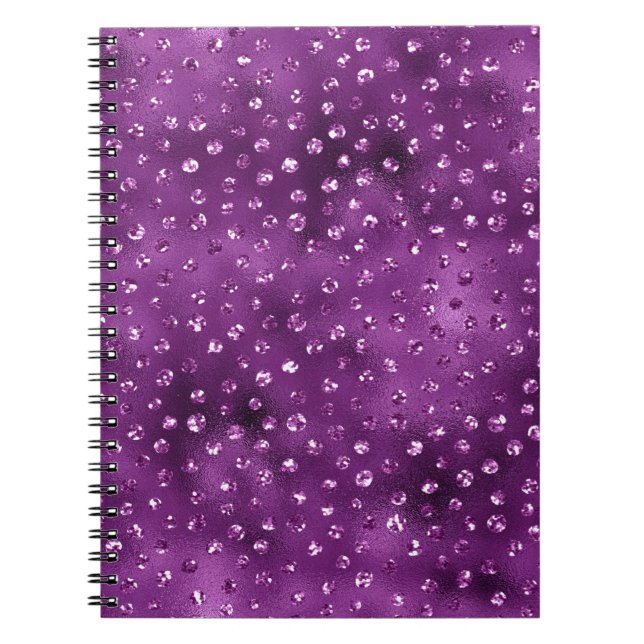 Purple Ombre Glam Glitter Polka Dots Pattern Notebook (Front)