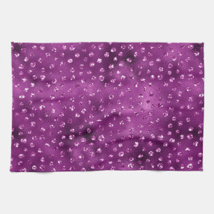 Purple Ombre Glam Glitter Polka Dots Pattern Tea Towel