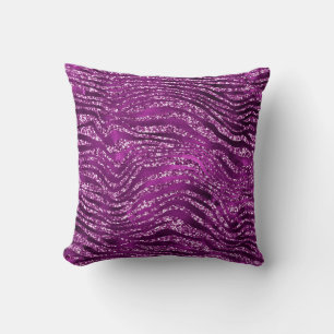Purple Ombre Glam Glitter Tiger Stripes Pattern Cushion