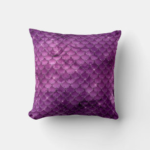 Purple Ombre Glam Mermaid Scales Pattern Cushion
