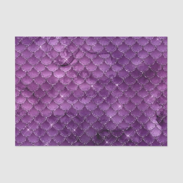 Purple Ombre Glam Mermaid Scales Pattern Tissue Paper (Front)