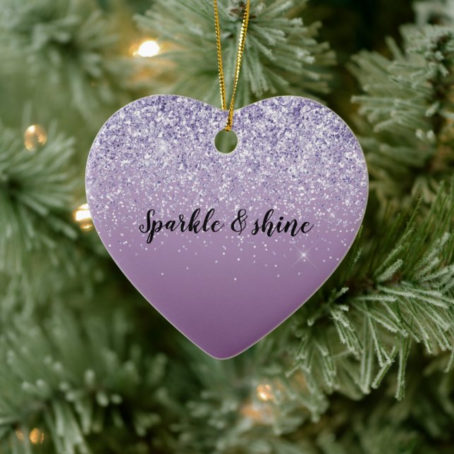 Purple Ombre Glitter Ceramic Ornament (Tree)