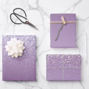 Purple Ombre Glitter Wrapping Paper Sheet