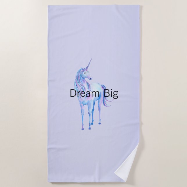 Purple Ombre Magical Unicorn       Beach Towel (Front)