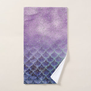 Purple Ombre Mermaid Sparkling Hand Towel