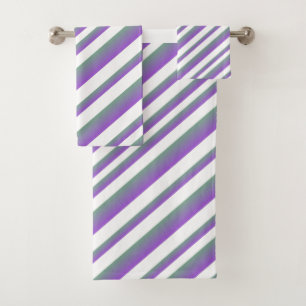 Purple Ombre Multi - Stripes Bath Towel Set