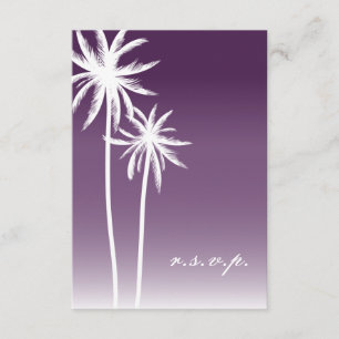 Purple Ombré Palm Trees Beach Wedding RSVP Card