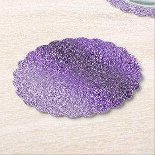 Purple Ombre Sparkle Glitter Paper Coaster