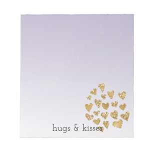 Purple Ombre Sparkle Gold Glitter Hearts Notepad