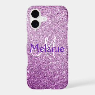 Purple Ombre Sparkling Glitter Monogrammed