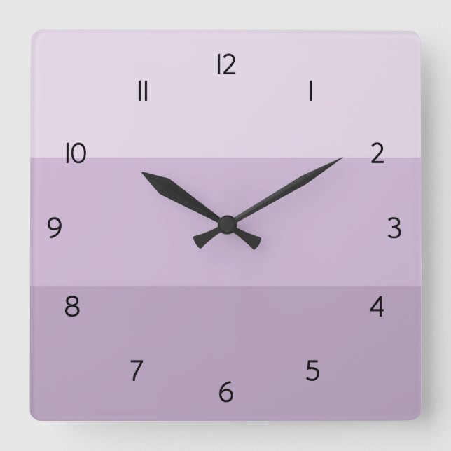Purple Ombre Striped Square Wall Clock (Front)