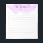 Purple Ombre Watercolor To-Do List Notepad<br><div class="desc">Keep track of your to-do list with this personalised notepad. The design features a purple omber watercolor at the top,  a customisable header that reads "Get it Done",  beneath you can add your name and 12 lines to add your tasks and check them of.</div>