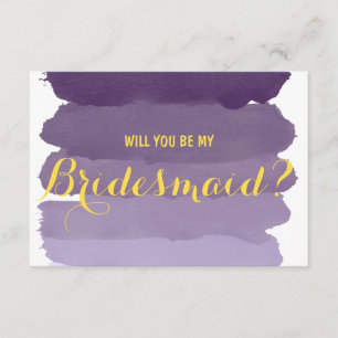 Purple ombre watercolor Will you be my Bridesmaid Invitation
