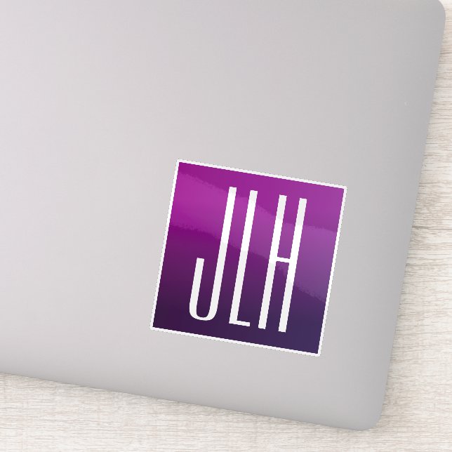 Purple Ombre & White Initials or other Text (Detail)