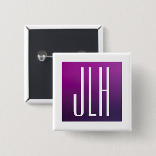 Purple Ombre & White Initials or other Text 15 Cm Square Badge