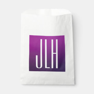 Purple Ombre & White Initials or other Text Favour Bag