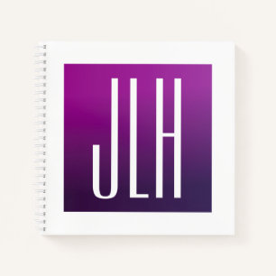Purple Ombre & White Initials or other Text Notebook