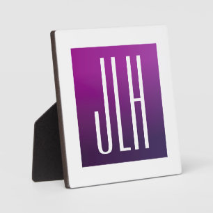 Purple Ombre & White Initials or other Text Plaque