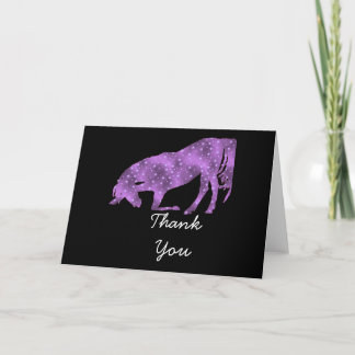 Purple On Black Horse silhouette Thank You Card