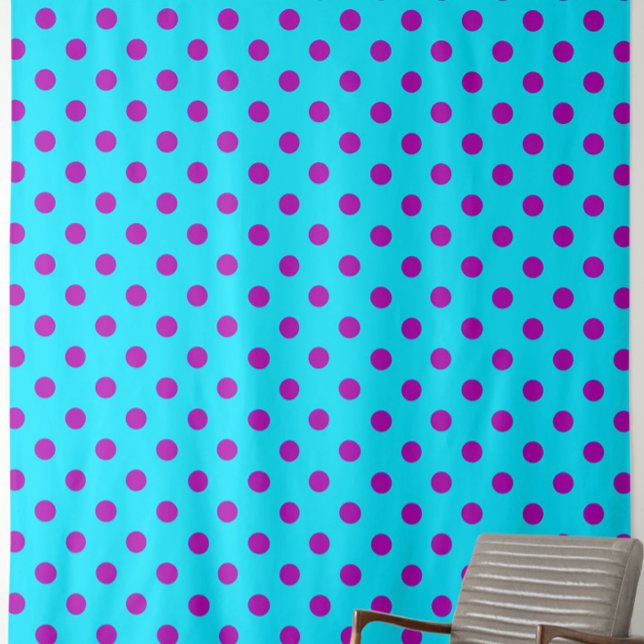 Purple On Blue Polka Dots Pattern Design Fabric (Creator Uploaded)