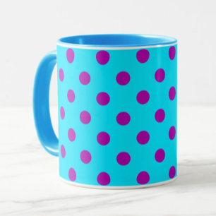 Purple On Blue Polka Dots Pattern Design Mug