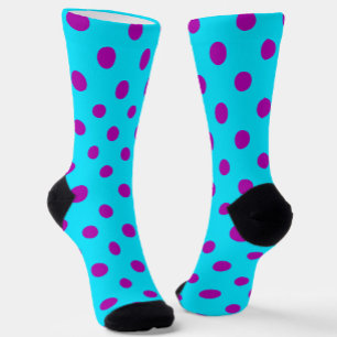Purple On Blue Polka Dots Pattern Design Socks