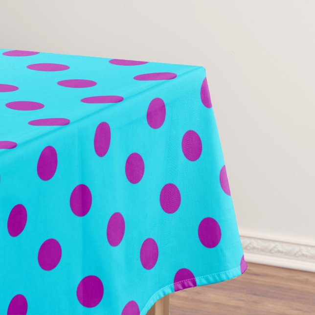 Purple On Blue Polka Dots Pattern Design Tablecloth (Creator Uploaded)