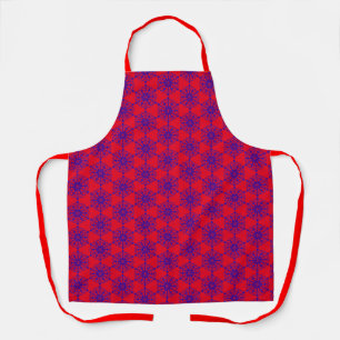Purple on Christmas Red Winter Snowflake Pattern A Apron