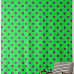 Purple On Green Polka Dots Pattern Design Fabric