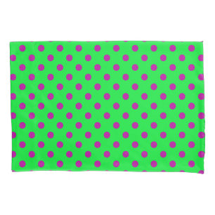 Purple On Green Polka Dots Pattern Design Pillowcase